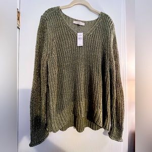 LOFT woven sweater, sage green